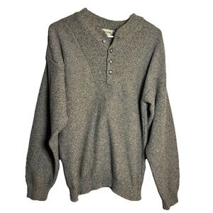 Vintage‎ FieldMaster Henley Sweater Men S Gray Knit USA Made Cotton Blend